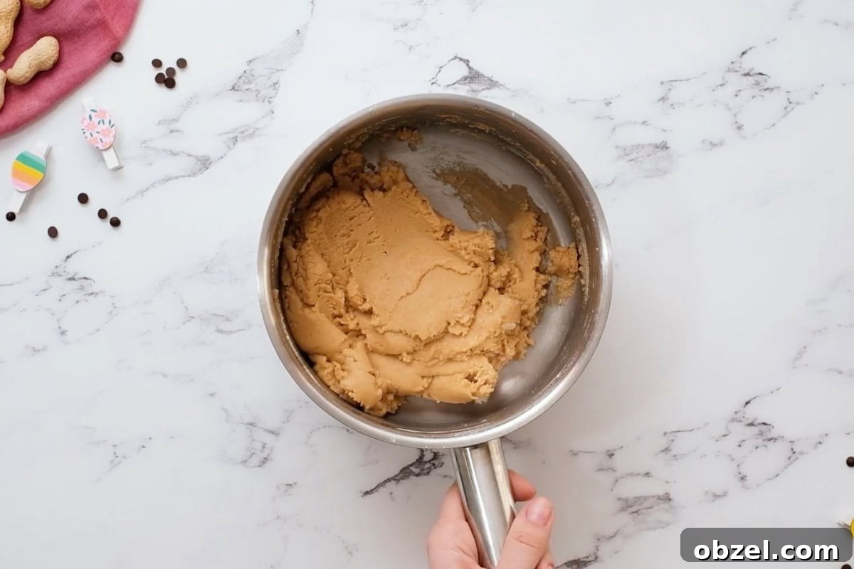 Reese's Peanut Butter Eggs: Where to Buy and Nutrition 5 thick, sweetened peanut butter filling in a saucepan.