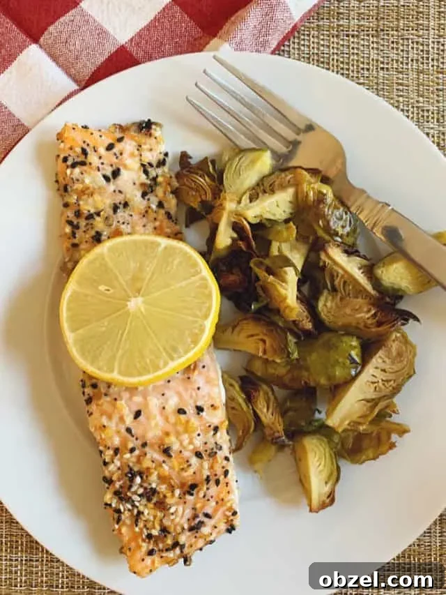 Lemon Butter Salmon with Everything Seasoning 6 plate of salmon with butter and everything seasoning