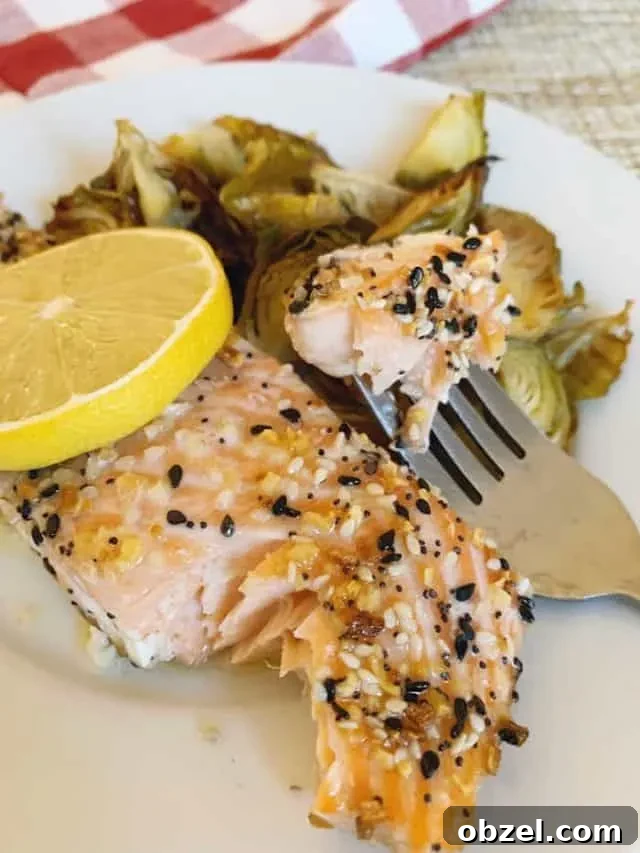 Lemon Butter Salmon with Everything Seasoning 8 bite of baked keto salmon