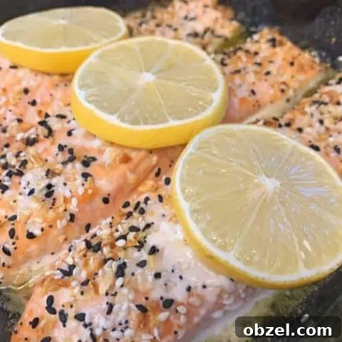 side view of baked salmon