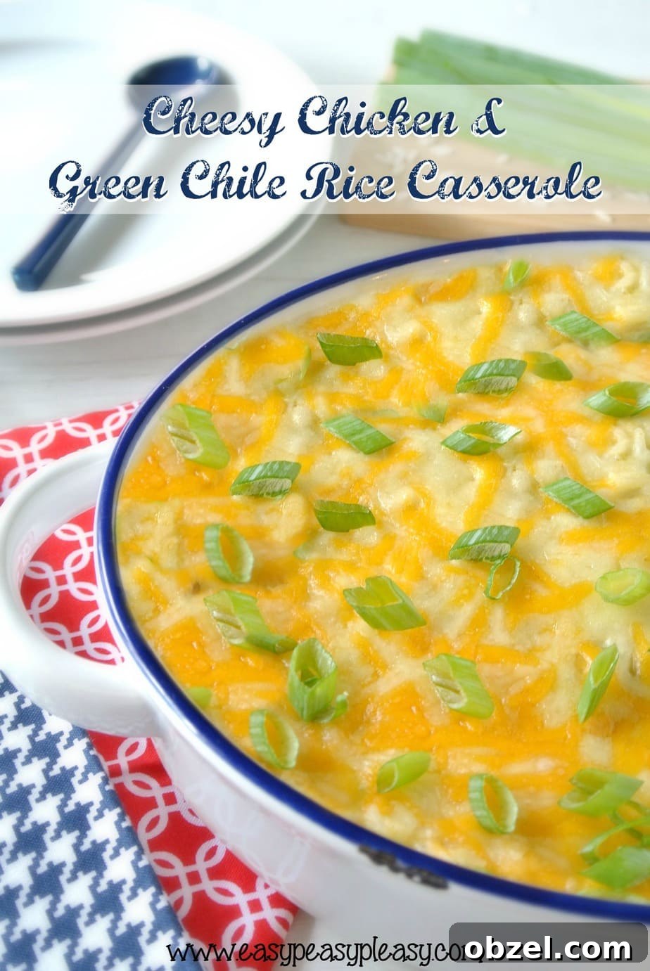 Try this delicious Cheesy Chicken and Green Chile Rice Casserole for an easy weeknight meal.