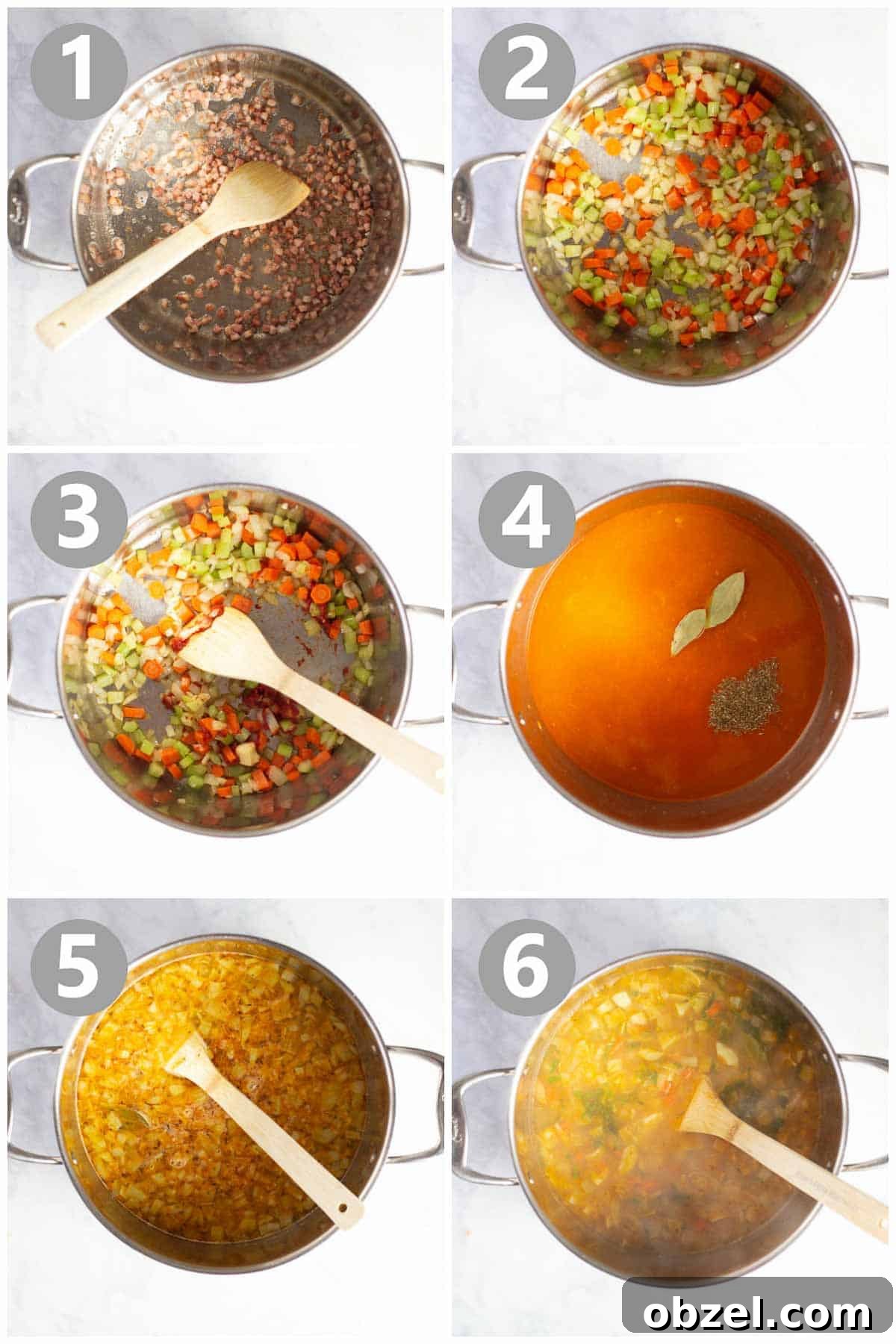 How to Make White Bean Soup photo collage with step-by-step photos showing how to make a Tuscan white bean soup recipe