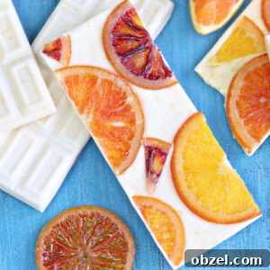 Close up of a Candied Orange White Chocolate Bar.