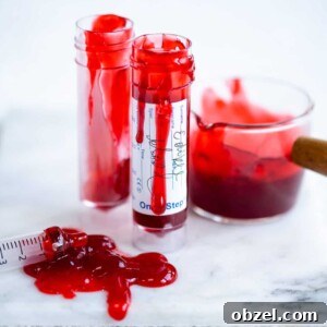 Fake edible blood in test tubes