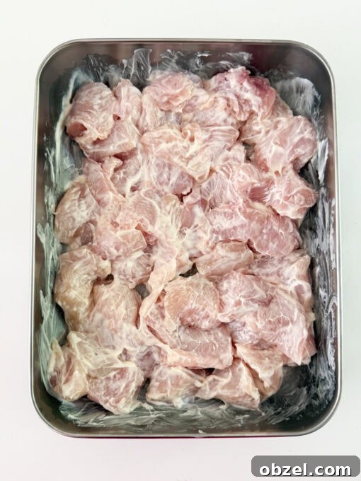 Diced chicken mixed with mayonnaise.