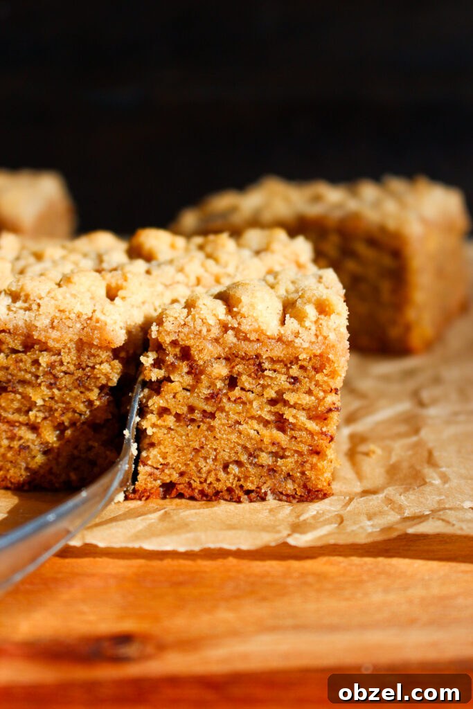 Banana Crumb Cake with Cinnamon Streusel Topping 4 Banana crumb cake close up