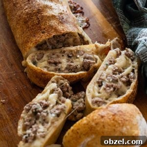 Italian Sausage Bread with Mozzarella 10 Italian sausage bread cut open