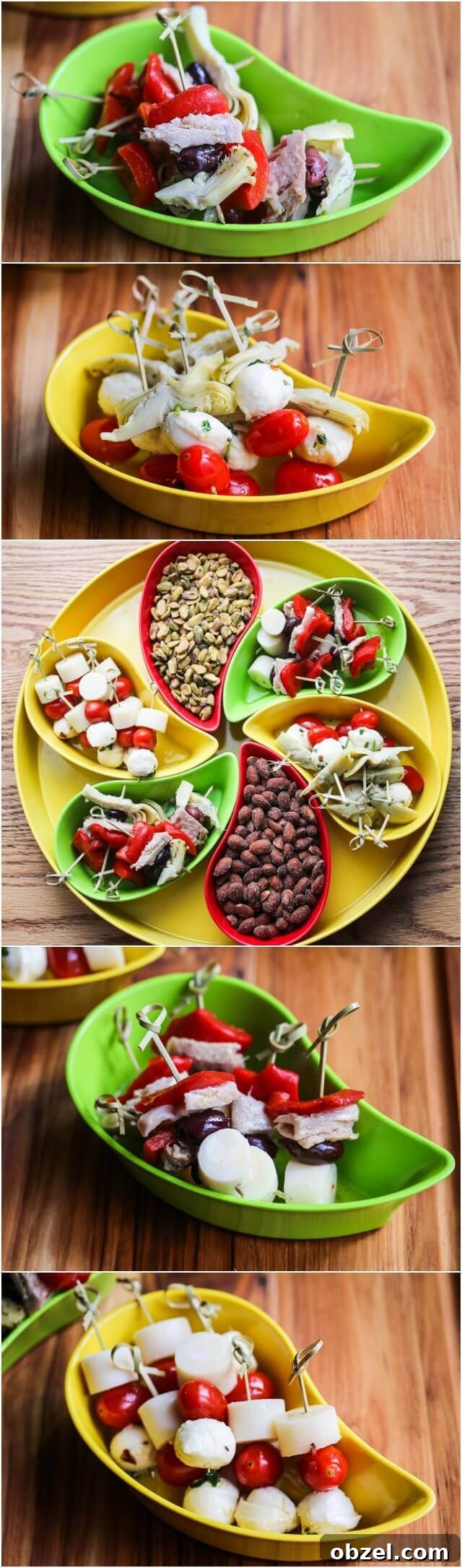 Assorted Skewered Party Appetizers - a quick and easy appetizer that you can throw together in no time for guests this holiday season!