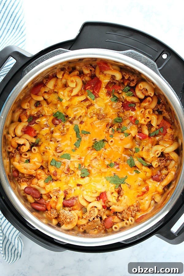 14-Day Instant Pot Meal Plan with Recipes and Grocery List 6 Instant Pot Chili Mac in the pressure cooker.