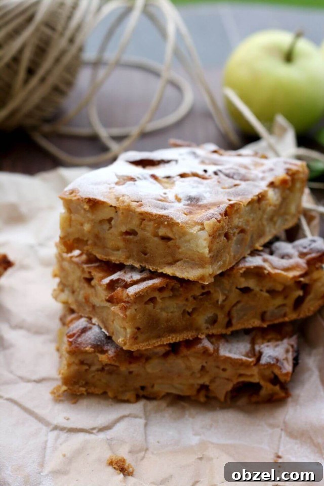 Sharlotka: Authentic Russian Apple Cake Recipe 5 Sharlotka - Russian Apple Pie in Pieces with a Blurred Apple in the Background