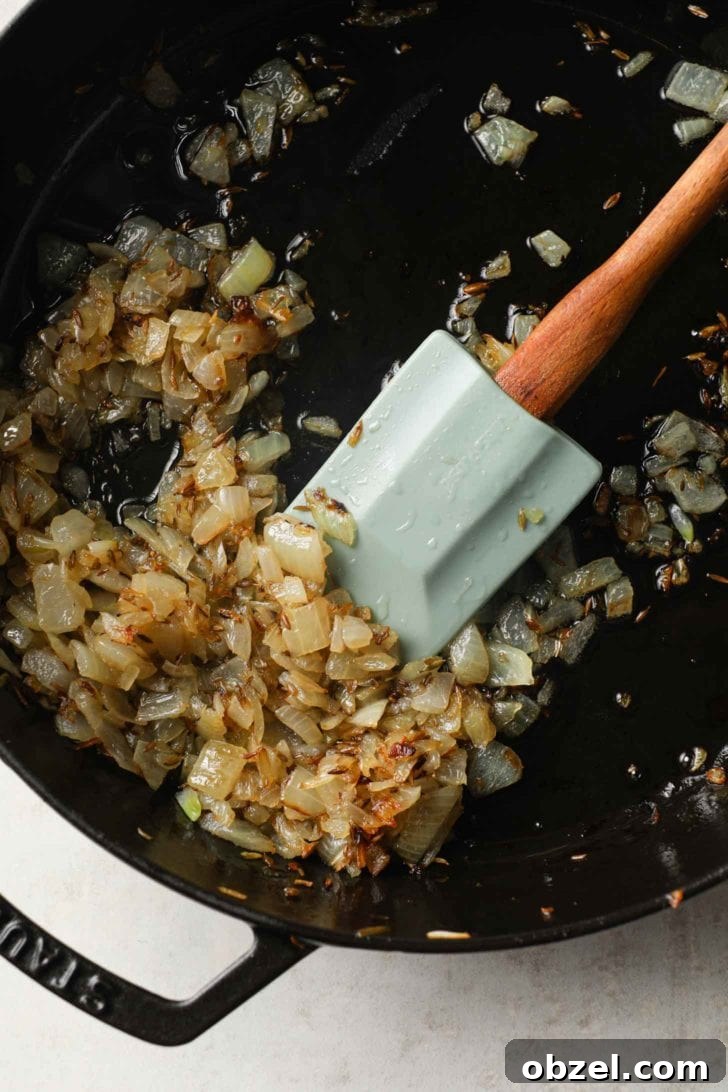 browned onions in a black skillet