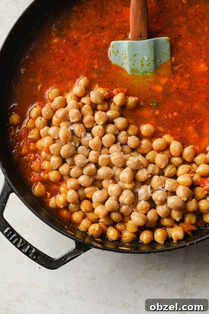 chickpeas in a skillet ready to be cooked