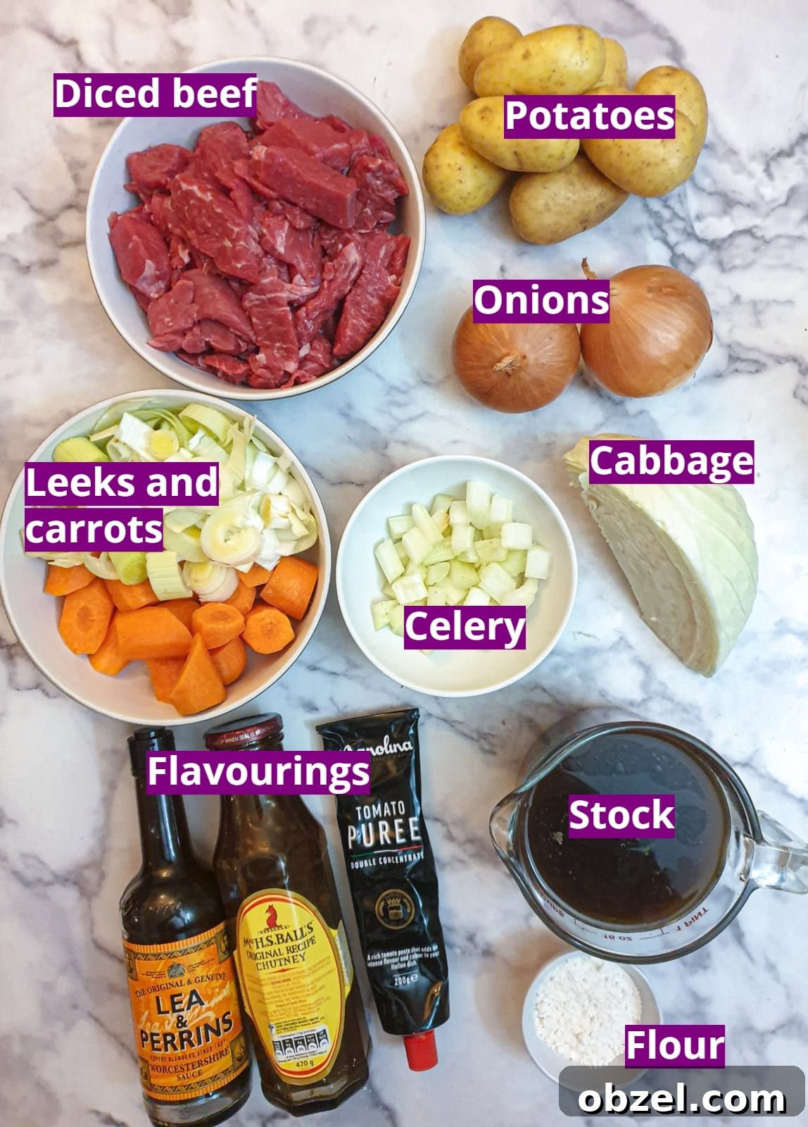 South African Beef Bredie Stew Recipe 4 Ingredients for beef bredie.
