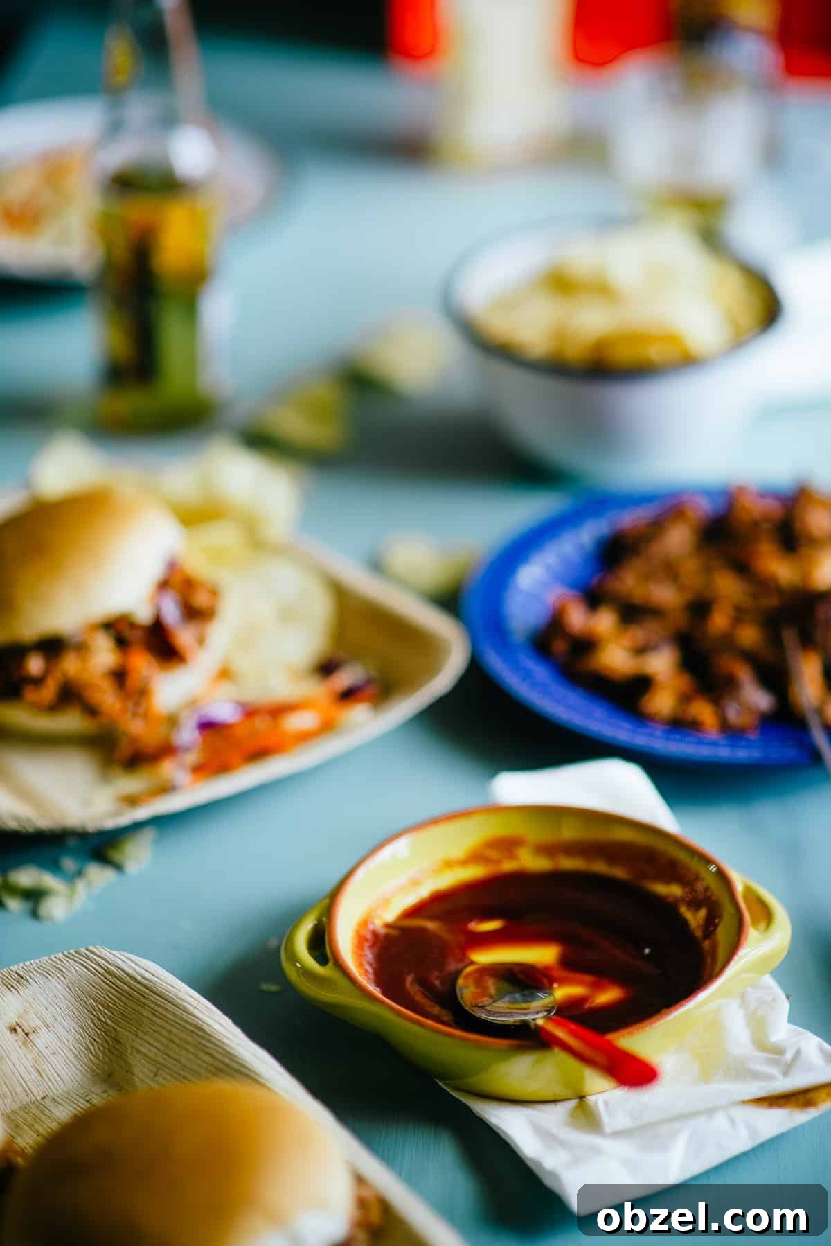 BBQ Pulled Pork Sandwiches with Tangy Slaw 3 bourbon barbecue sauce