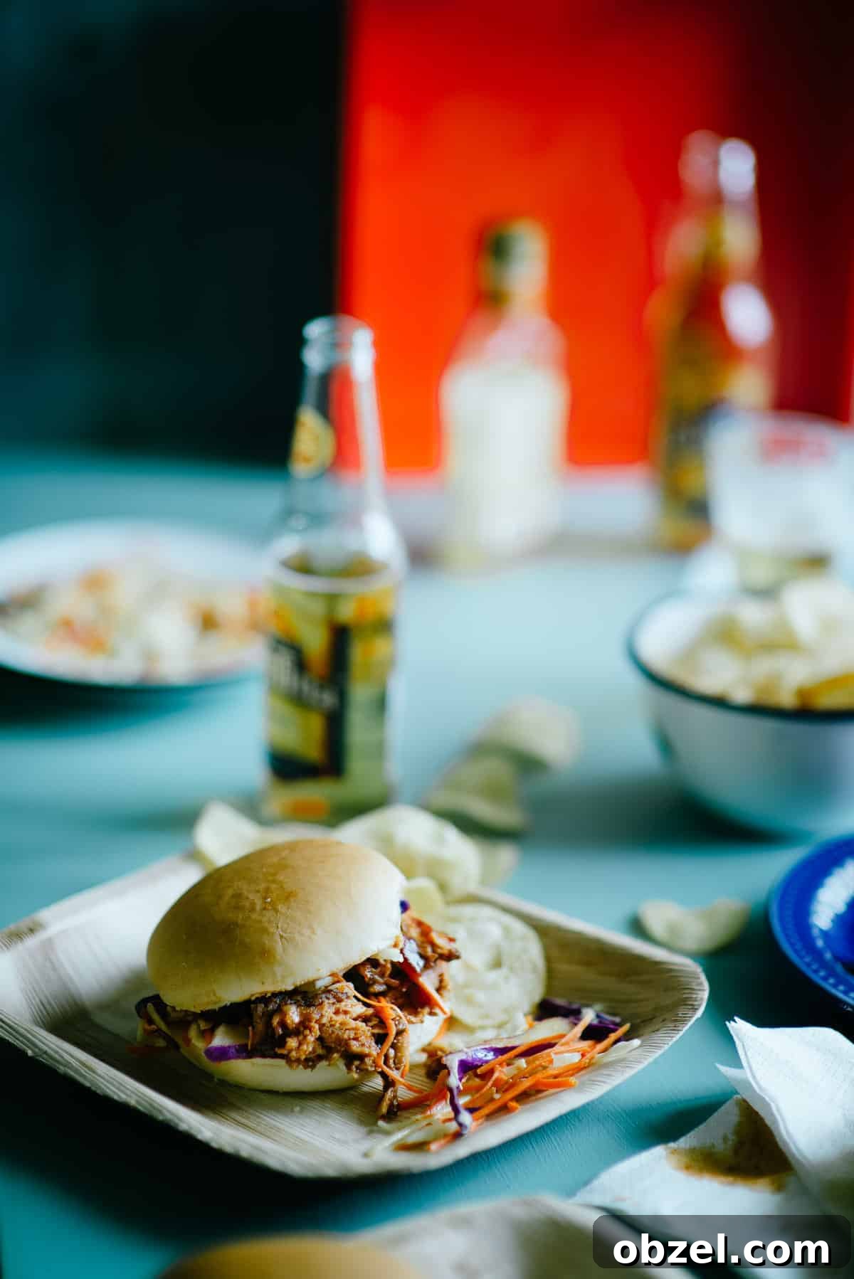 BBQ Pulled Pork Sandwiches with Tangy Slaw 4 pulled pork sandwich with a bourbon barbecue sauce