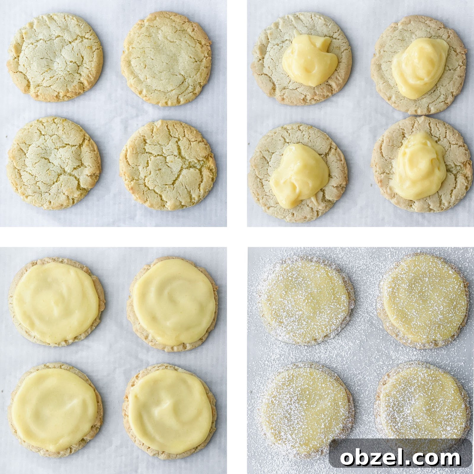 Lemon Curd Cookies with Tangy Citrus Filling 7 Lemon curd spread over baked cookies