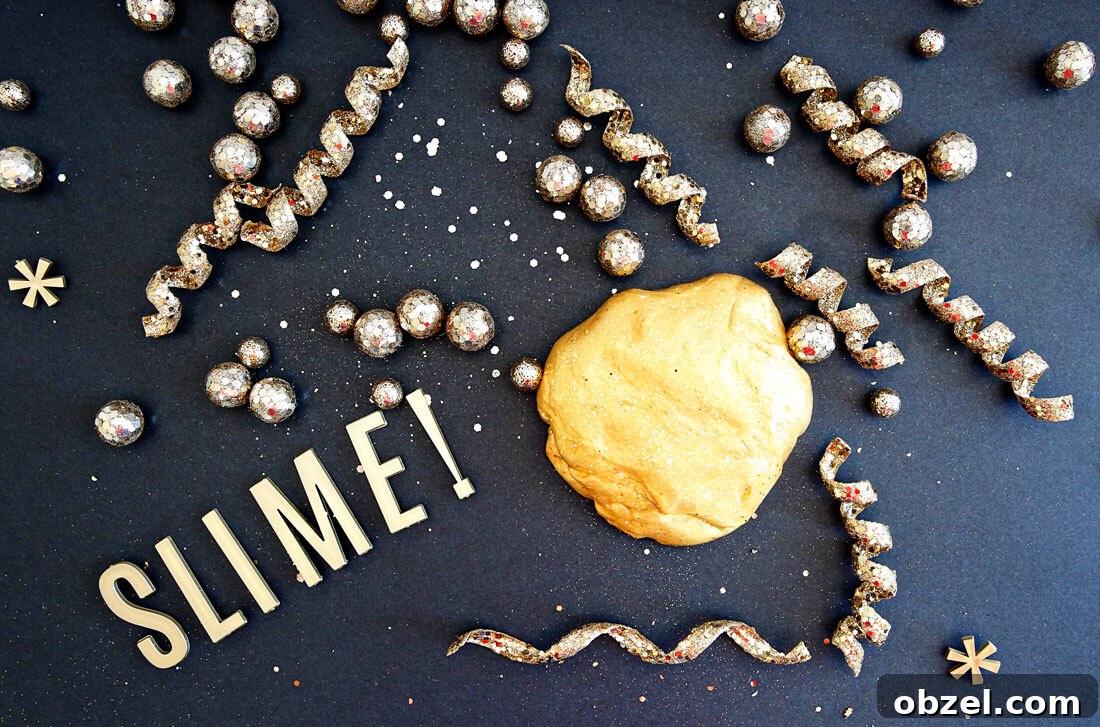 Silver and Gold New Years Eve Party Slime 5 Silver and Gold Party Slime for New Years - make this pretty, sparkly slime to ring in the new year! www.thirtyhandmadedays.com