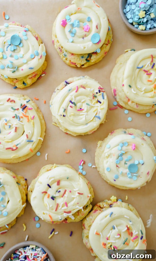 Large frosted birthday cake cookie with sprinkles