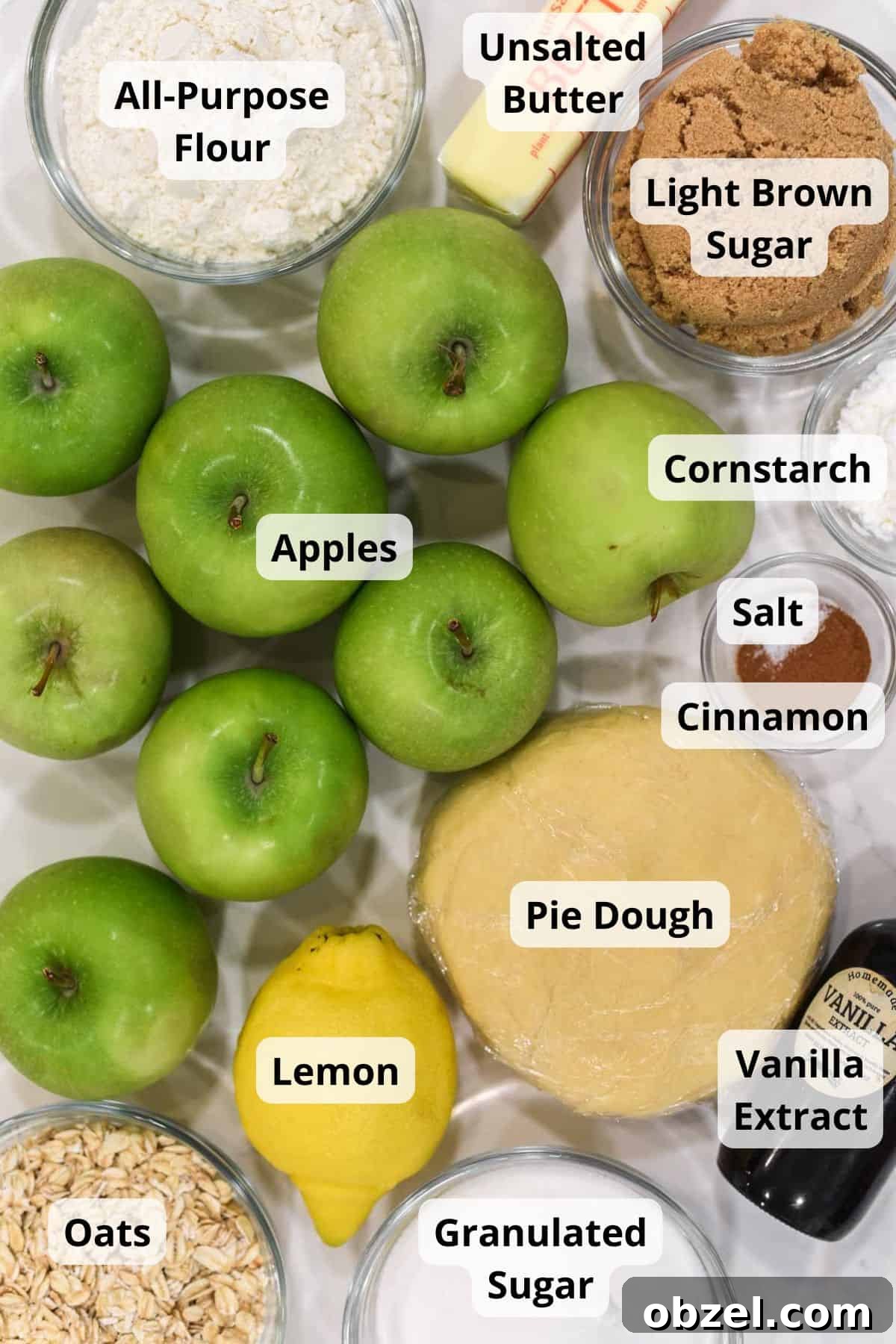 Ingredients for apple tart.