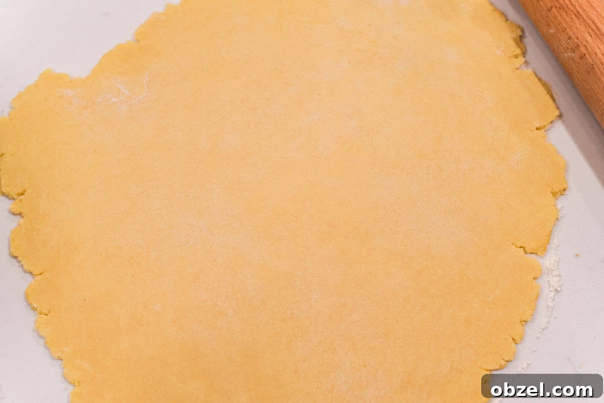 Rolled out pie dough.