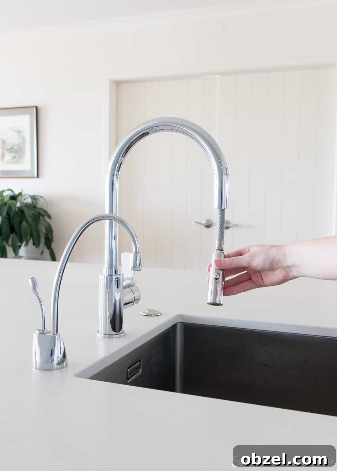 Kitchen Renovation and New Cake Pantry Reveal 15 The kitchen tap, with the pull-out hose at the end, and a boiling-water tap next to it.