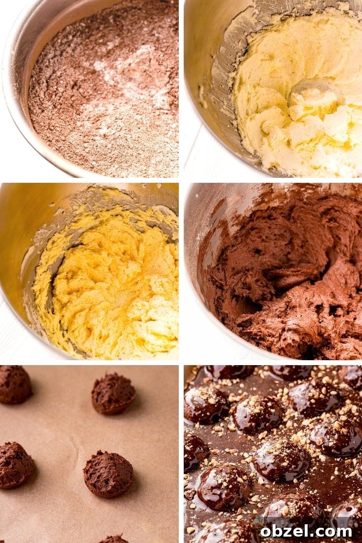 Texas Sheet Cake Cookies with Fudgy Chocolate Frosting 5 Step by step photo collage showing how to make Texas sheet cake cookies.