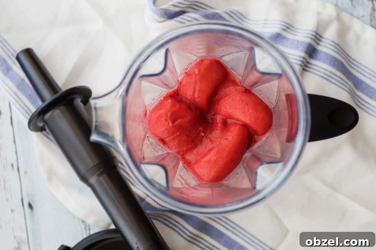 Homemade Strawberry Puree for Babies 2 strawberry puree in a vitamix blender