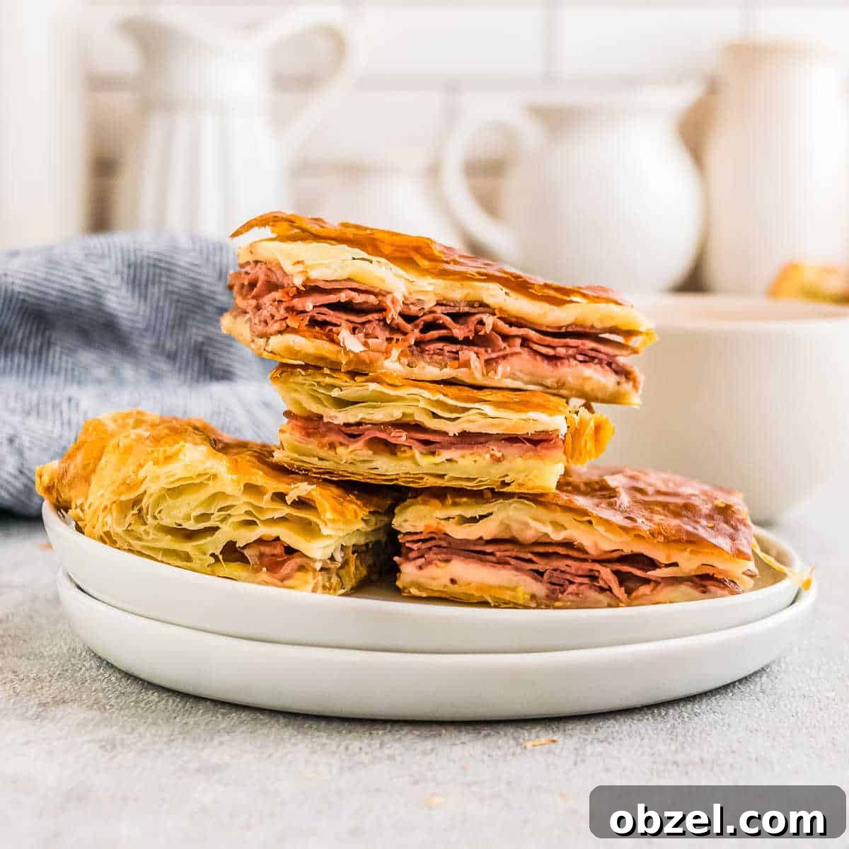 Corned Beef Sliders with Swiss Cheese and Mustard 11 stack of corned beef sliders