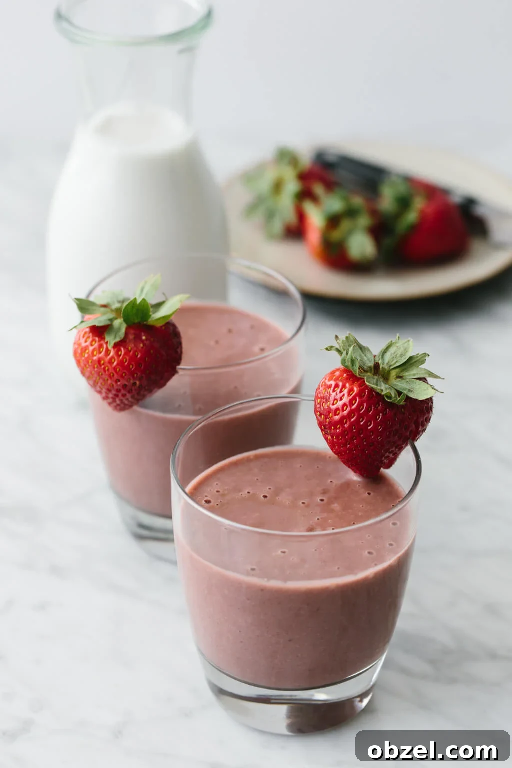 (dairy-free) With only a few ingredients, this simple but delicious acai smoothie comes together quickly. Toss acai, strawberries, banana and nut milk into a blender.