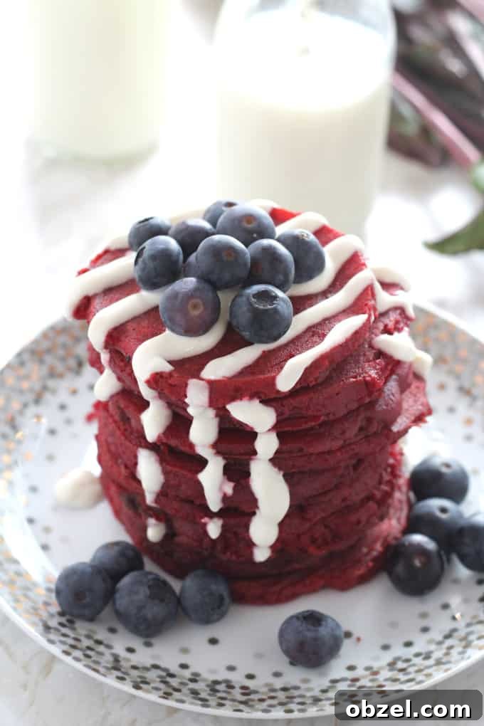 Confetti Sprinkle Pancakes Recipe: Fluffy Party Pancake Stack 6 Healthy Beetroot Red Velvet Pancakes; gluten free and great for kids! My Fussy Eater blog