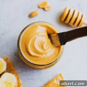 Creamy homemade peanut butter in a jar