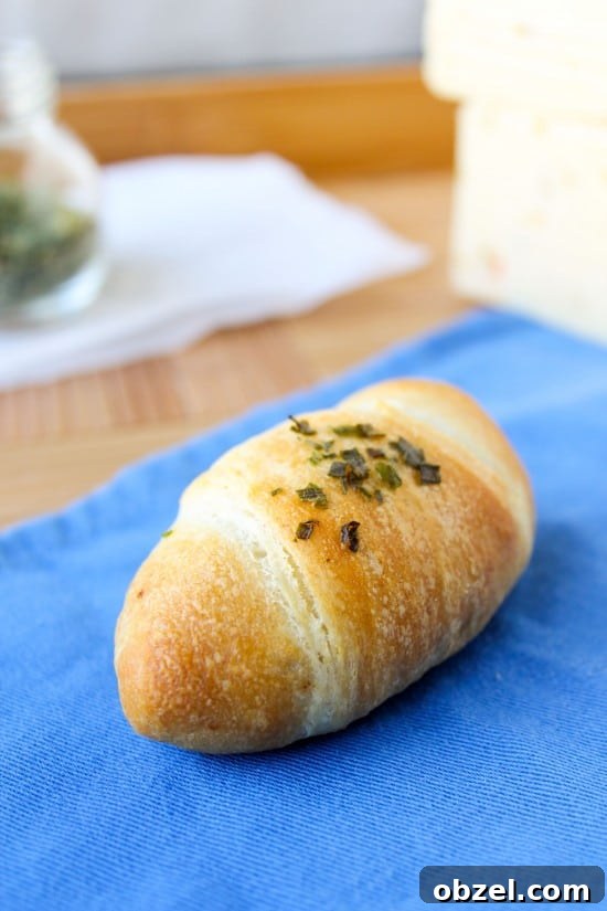 Cheesy Bacon and Pepper Jack Stuffed Crescent Rolls 4 Stuffed crescent roll, topped with chives, on a blue napkin.