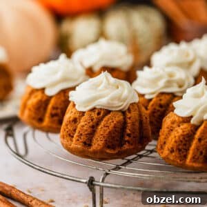Pumpkin Spice Mini Bundt Cakes 18 Spiced pumpkin mini bundt cake with cream cheese frosting.