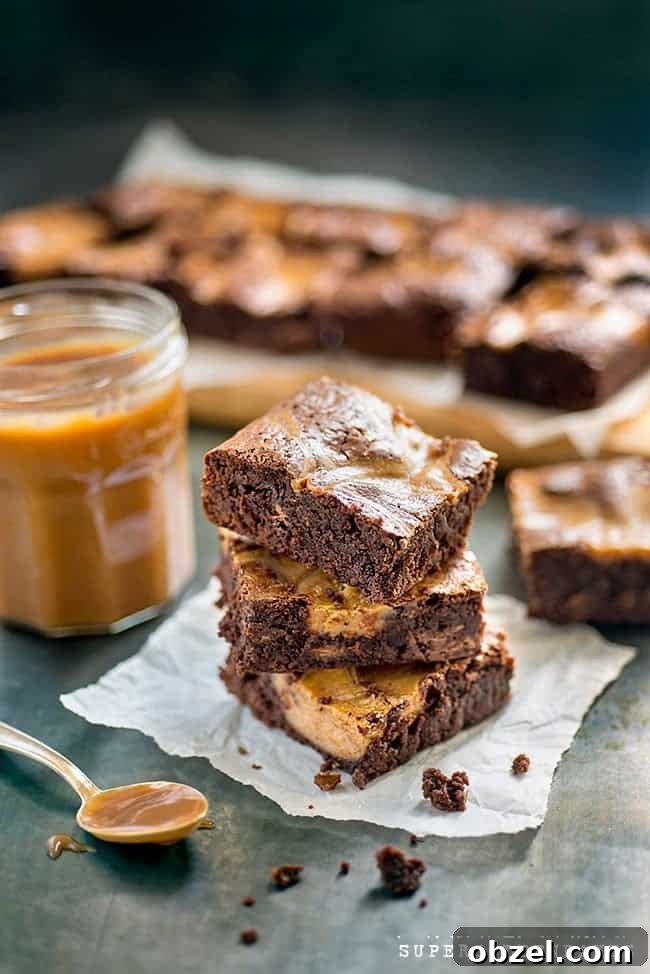 Intensely chocolatey with a hint of coffee and cheesecake caramel swirls, these brownies certainly have plenty of wow factor!