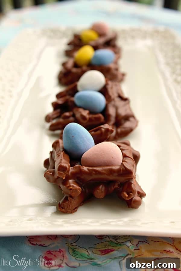Bird Nests {Chocolate Peanut Butter Pretzels} Cute bundles topped with mini eggs, perfect for Spring or Easter! Bird Nests {Chocolate Peanut Butter Pretzels} Cute bundles topped with mini eggs, perfect for Spring or Easter!