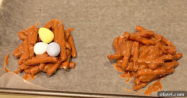 Scoop mixture and form nests. Scoop mixture and form nests.