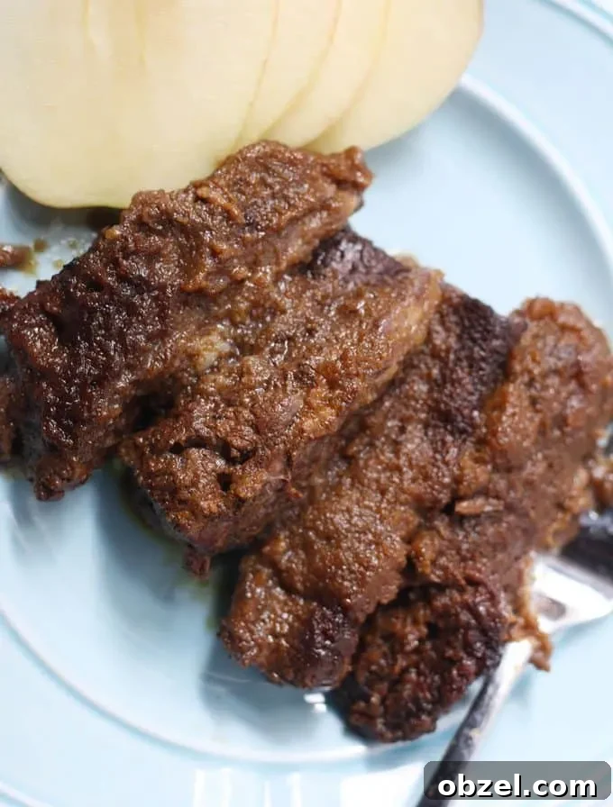 Slow Cooker Boneless Apple Short Ribs - finished dish