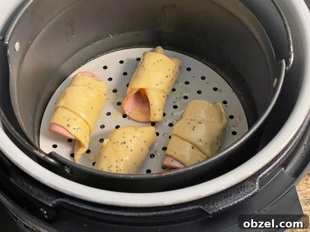 Crispy Air Fryer Ham and Cheese Crescent Rolls 4 air fryer ham and cheese crescent rolls