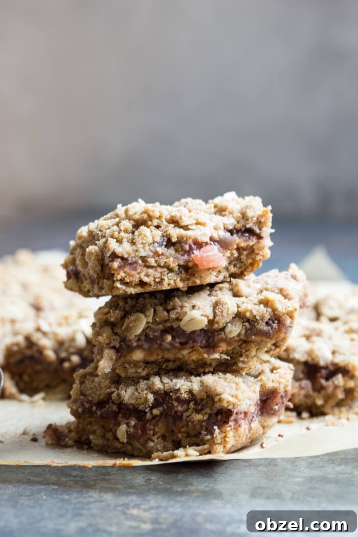 PBJ Crumble Bars made with homemade watermelon chia jam, peanut butter, and whole grain oats