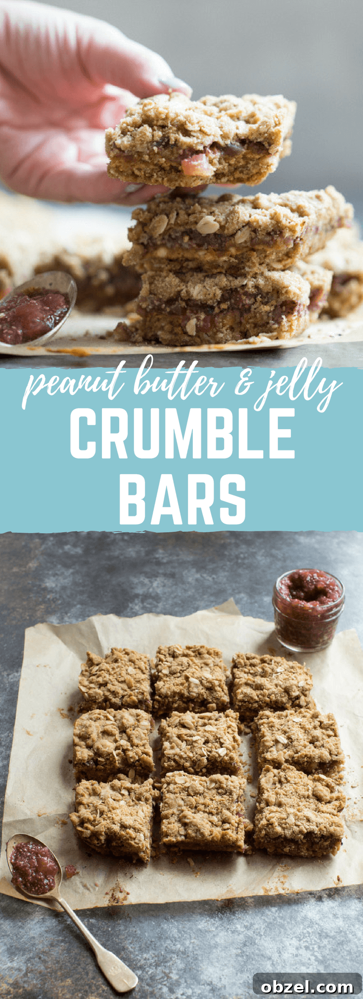 PBJ Crumble Bars with homemade watermelon chia jam, peanut butter, and whole grain oats