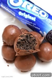 No Bake Caramel Oreo Truffles Recipe 3 Caramel Oreo Truffles with a soft caramel Oreo filling and chocolate shell.