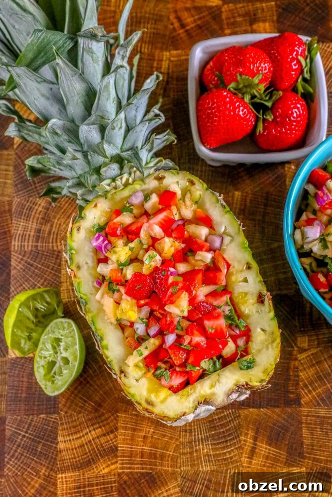 Fresh Pineapple Strawberry Salsa Recipe 11 Pineapple and strawberry salsa with lime