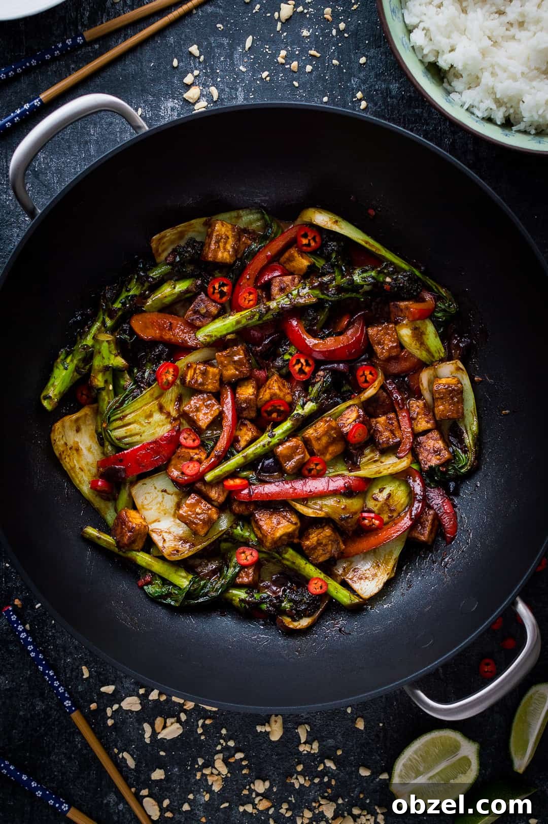 Peanut tofu stir fry in the Circulon Ultimum wok