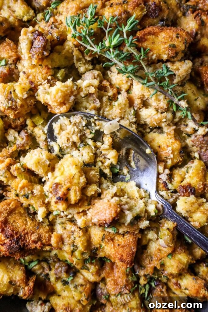 Classic Potato Bread Thanksgiving Stuffing with Spicy Sausage