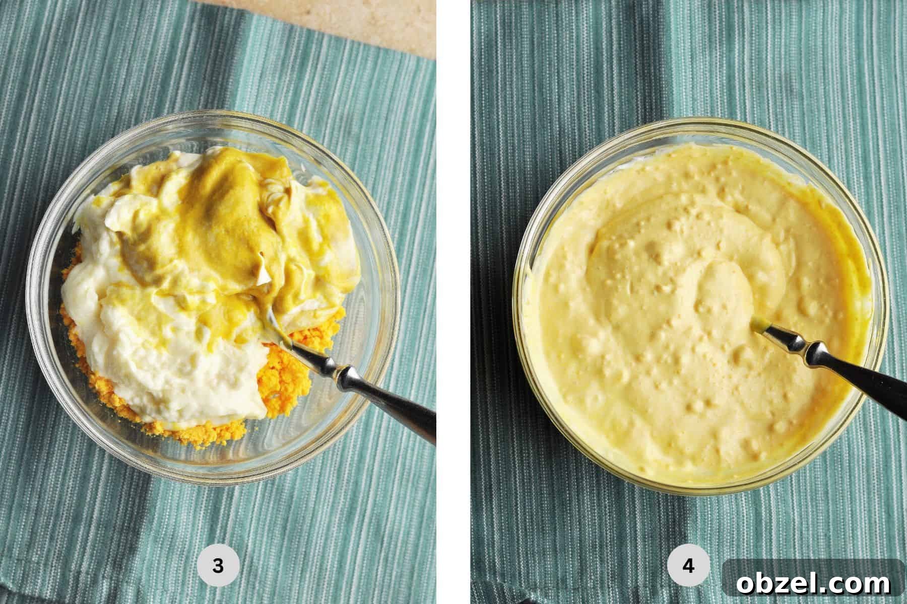 Egg yolks and dressing for potato salad