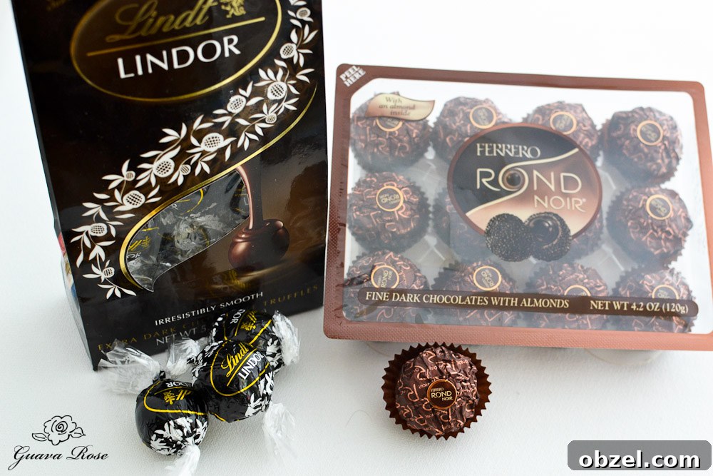Black Lindt Lindor Truffles and Ferrero Rond Noir candies Black Lindt Lindor Truffles and Ferrero Rond Noir candies