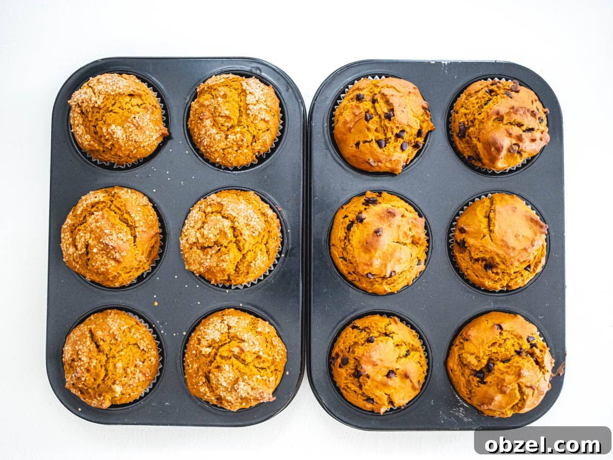 Vegan Pumpkin Muffins with Warm Fall Spices 9 Vegan pumpkin muffins after baking