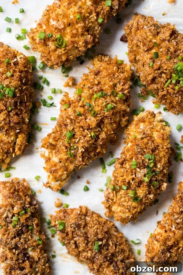 Freshly baked keto chicken tenders with chives