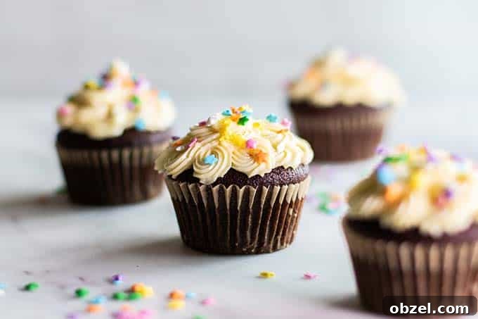 Gluten Free Chocolate Cupcakes Recipe 8 4 almond flour chocolate cupcakes with white icing.