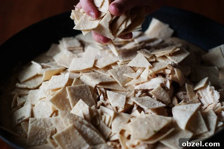 Sour Cream Chicken Enchilada Skillet Cut tortillas for sour cream enchiladas skillet
